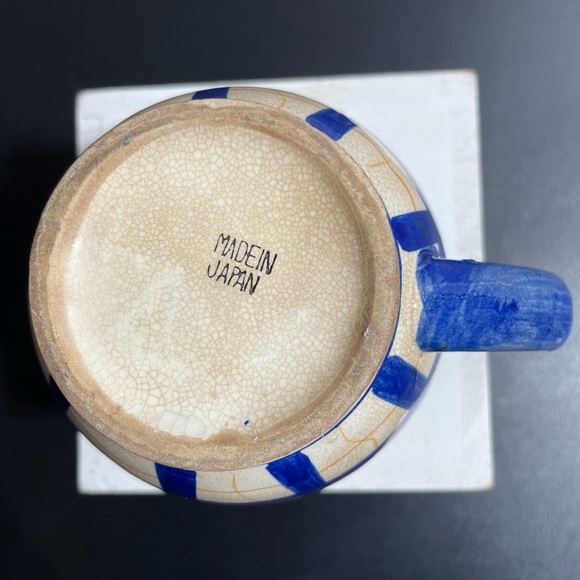 Small Vintage Japanese Porcelain Creamer
Hand Painted - Navy Blue Plaid /Orange - Picture 5 of 6